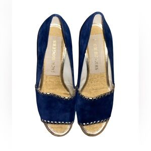 Jack Rogers Palmer Wedge size 7.5 blue suede